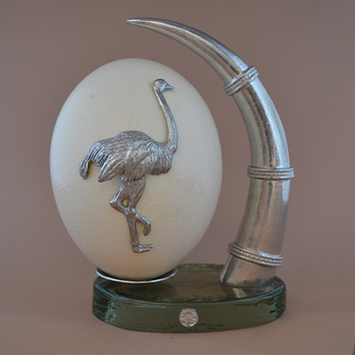SingleTuskGlassBaseOstrichOnEgg